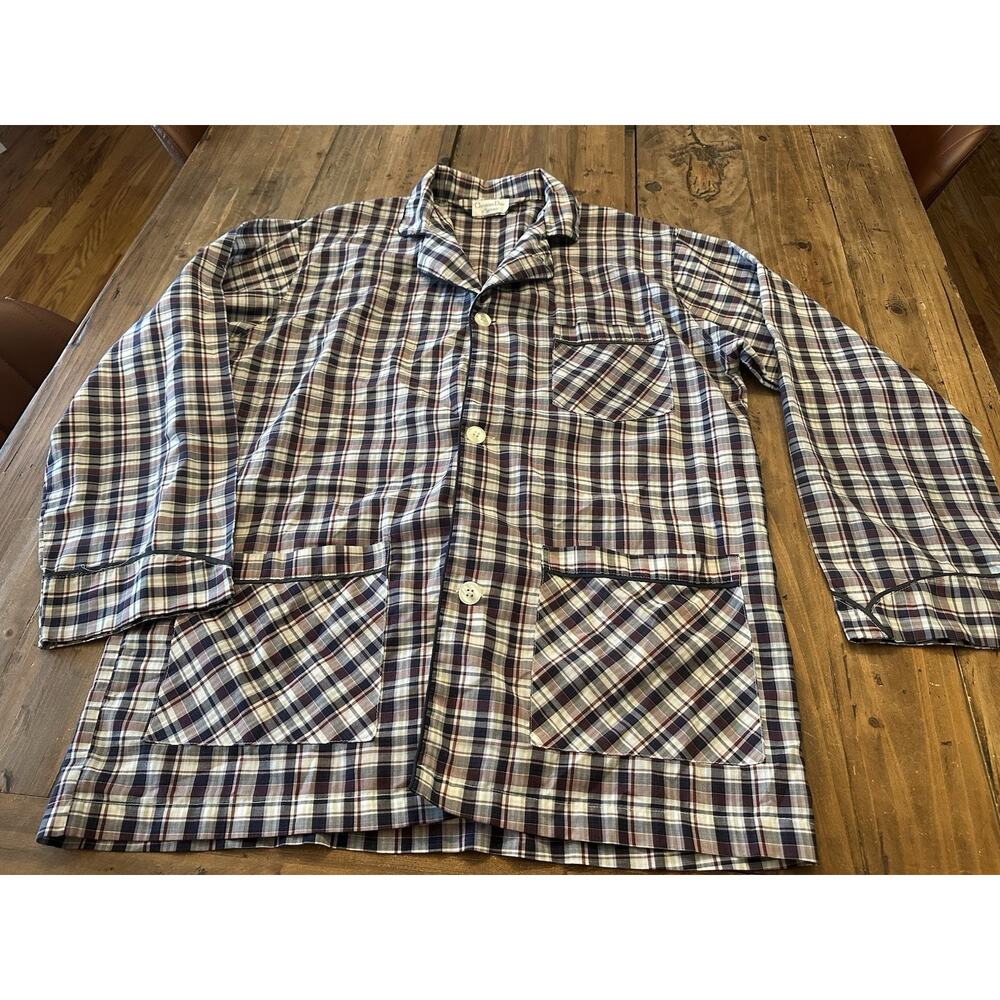 Christian Dior Size Medium Pyjama Top Shirt Vintage Plaid Sleepwear Pajama